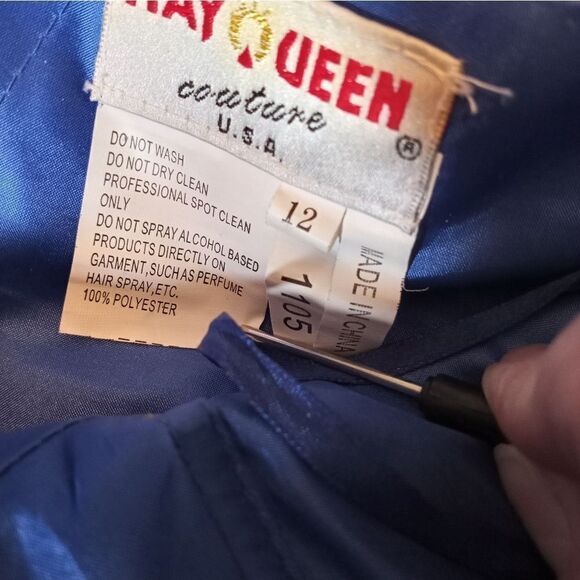 May Qeen Couture 12 NavyBlue Maxi Lined Embroidery Top Strapless Women's Dress. - Picture 5 of 12